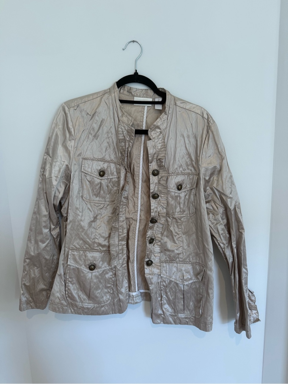 Chico's Metallic Beige Utility Jacket